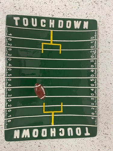 Football Touchdown Field Serving Tray Platter 13" L x 10.5" W EUC - Picture 4 of 19