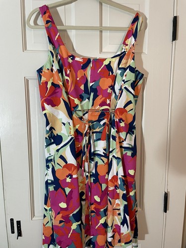 PAPPAGALLOS WOMEN’S FLORAL SLEEVELESS LINED COTTON DRESS - SIZE 14 - 0178 - Picture 7 of 12