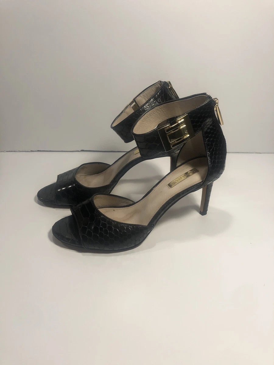 Navy top snakeskin heels