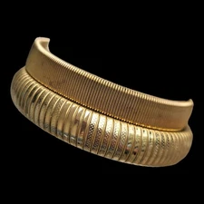 Vintage Tubogas Flexible Gold Tone 2 Bangle Bracelet 