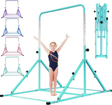 Foldable Gymnastic Bar for Kids Ages 3-12, 9 Height Levels, 200 Lbs Weight Capac
