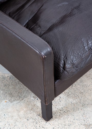 Mid Century Danish Modern Lounge Chair Black Leather Arm Denmark Mcm Armchair NM - Picture 10 of 12