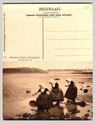 1930 Zeeland Holland Postcard: Beachside Dutch Women Franz E. den Boer