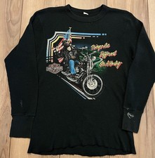 Harley Davidson Double Sided Thermal Waffle Knit Shirt Men s S USA Vintage 80s