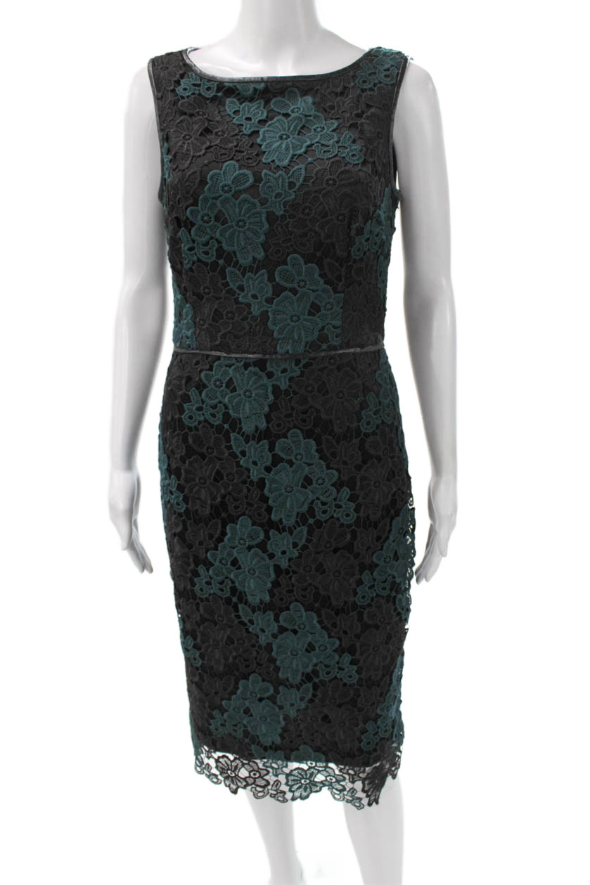 David Meister Women Sheath Dress Black Boat Neck Sleeveless Short Zip Size 6Free Shipping in US $100+ Orders | $6.95 Orders Below