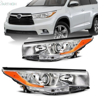 For 2014-2016 Toyota Highlander Headlights Assembly Left+Right Chrome Housing