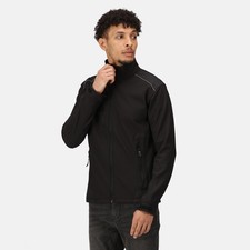 Regatta Sandstorm black men's softshell reflective trim jacket #TRA651