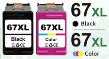 67XL Ink Cartridge Black Color Combo for HP Deskjet 2700 2755 2752 4152 4155-2PK