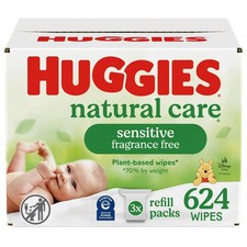 Huggies Natural Care Sensitive Baby Wipes, Unscented, 3 Packs, 624 Wipes