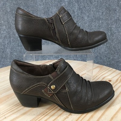 Natural Soul Boots Womens 7.5 M Ankle Bootie Comfort Zip Shoes Leather Brown
