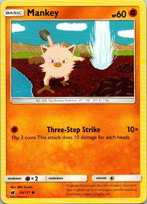 Mankey 50/111 Crimson Invasion Common LP Pokemon TCG