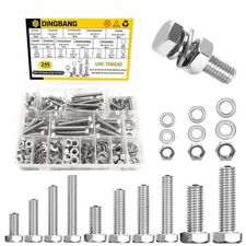 246Pcs Hex Head Nuts and Bolts Assortment Kit, Stainless Steel 1/4"-20,5/16"-...