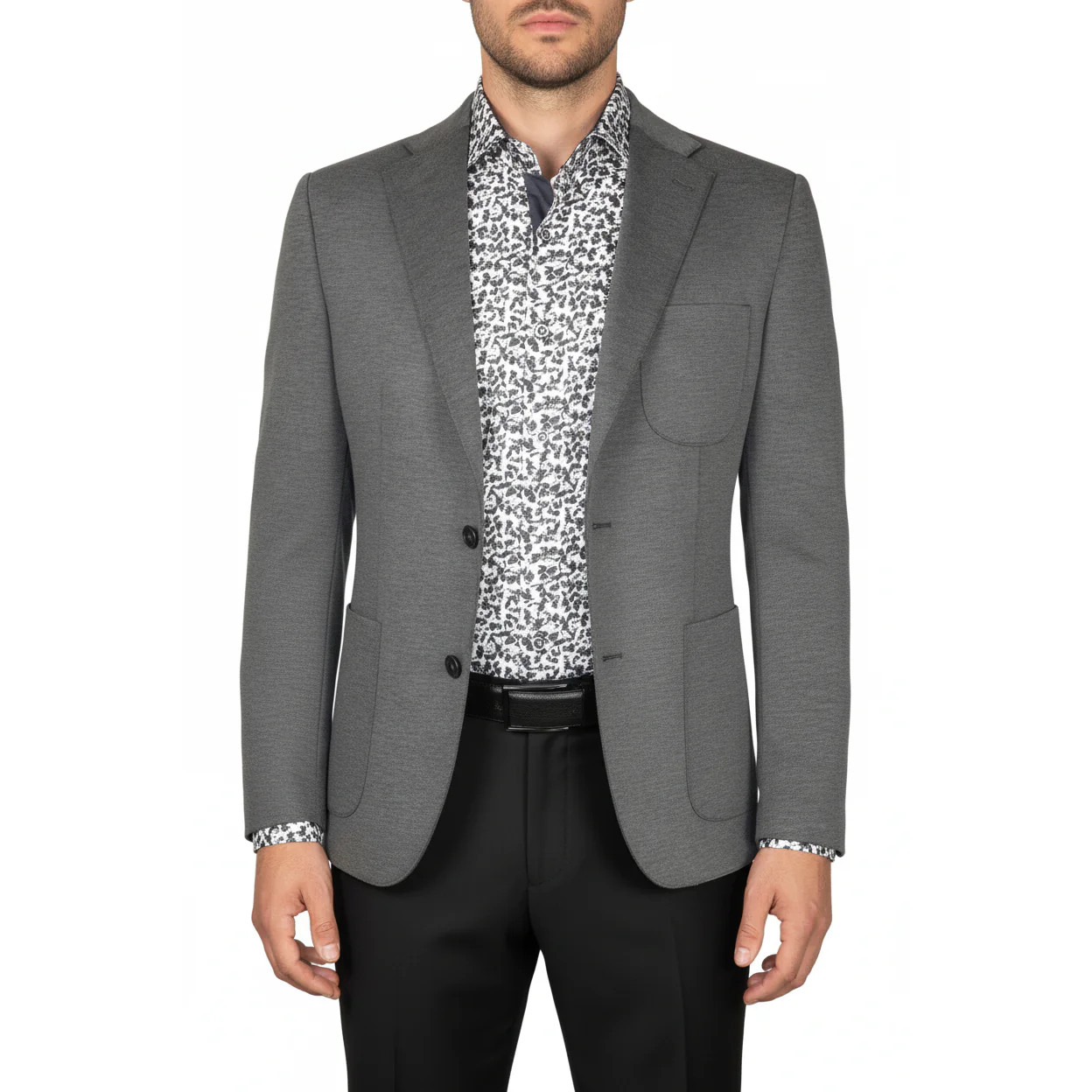 Men's MONO Turkey Casual Dress Jacket Patch Pockets Thick Cotton 1557-04 Gray