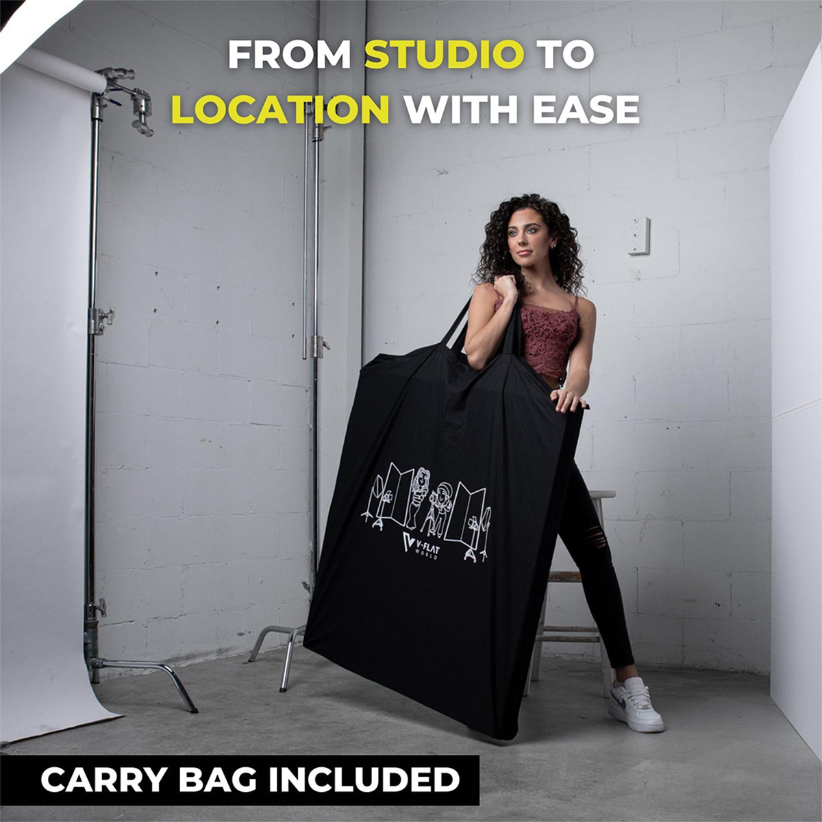 V-FLAT WORLD Foldable V-Flat 2.0, Black/White, 2-Pack #00120 K2