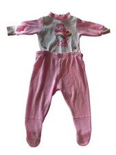 Vtg 80s Care Bear Bedtime Pink Pajamas 2 Piece Set Footies Infant Sz 6 Mon