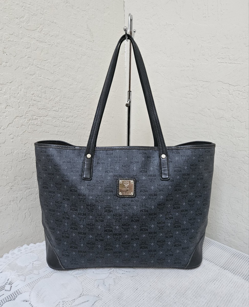 MCM Coated Canvas Gray Shopper Tote Bag