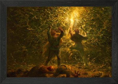 Gerahmtes Wandbild Brennende Fackel im Wald Poster Leinwanddruck Bild