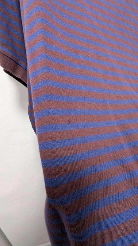 Paul Smith Jeans Men’s Striped Polo Shirt XXL Burgundy Blue Cotton Distressed image 7