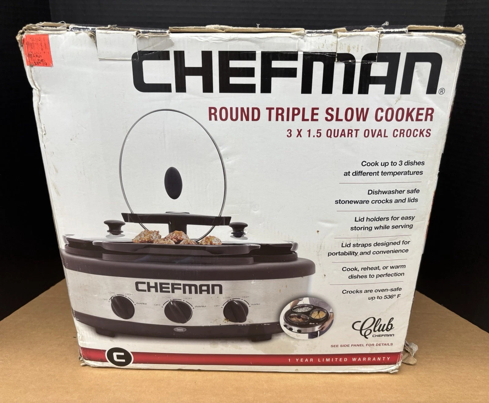 Chefman Round Triple Slow Cooker & Buffet Server 3 - 1.5 Quart Oval Crocks