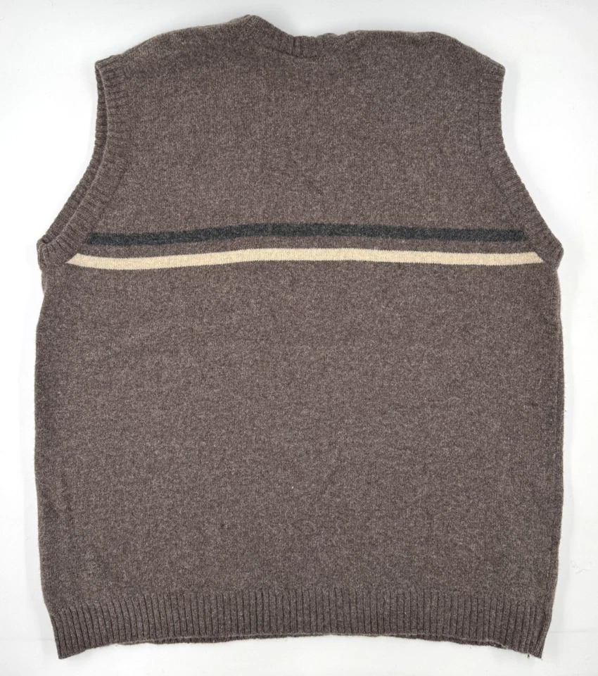 ВИНТАЖНЫЙ утилита мужской шерсти свитер жилет v-образным вырезом серо-серый Slipover XL - Изображение 2 из 4
