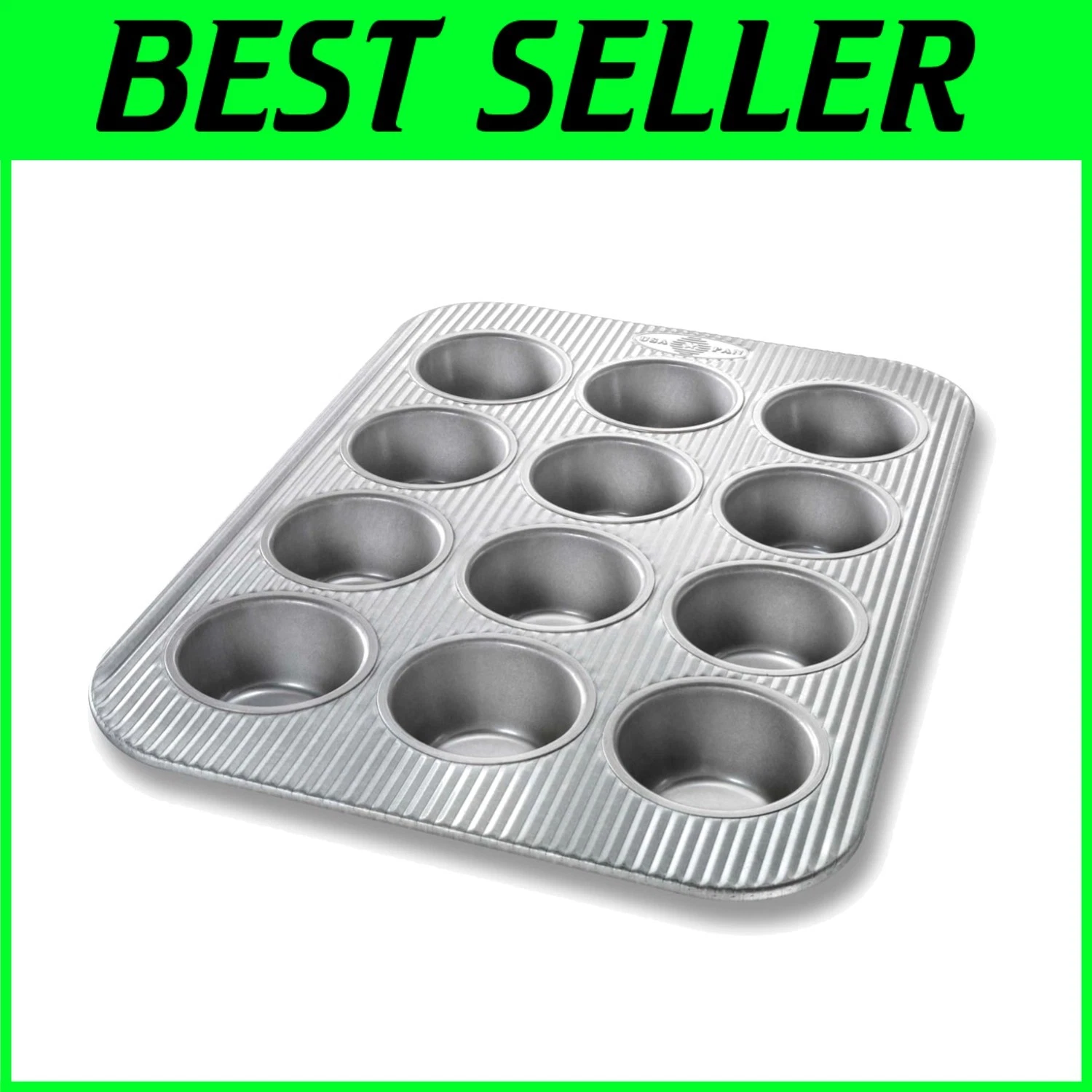 USA-Made 12 Cup Muffin Pan, Aluminized Steel-/-