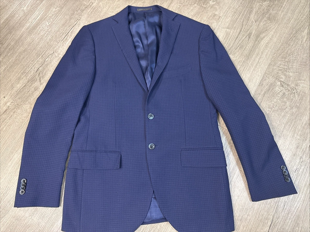 Blazer Luigi Bianchi Mantova Taille 50 Italie - Veste De Costume Texture Bleue Occasion Très Bon état