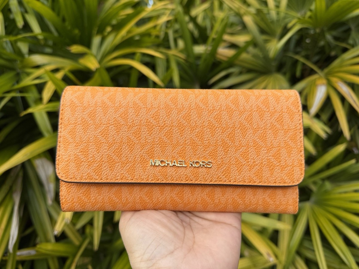 Michael Kors Jet Set Travel Large Trifold Wallet MK Rad Orange