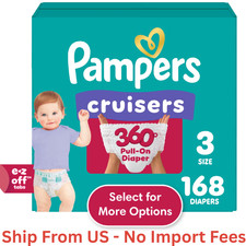 SALE Pampers Diapers - Cruisers 360 degrees - Size 3, 168 Count, Free Ship US