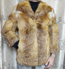 1970s Vintage Luxury genuine fire platinum gold red fox fur jacket S 7 36
