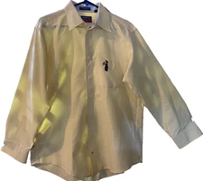 HATHAWAY Oxford button down soft yellow Golf Shirt Men's 16 1/2 90's Y2K
