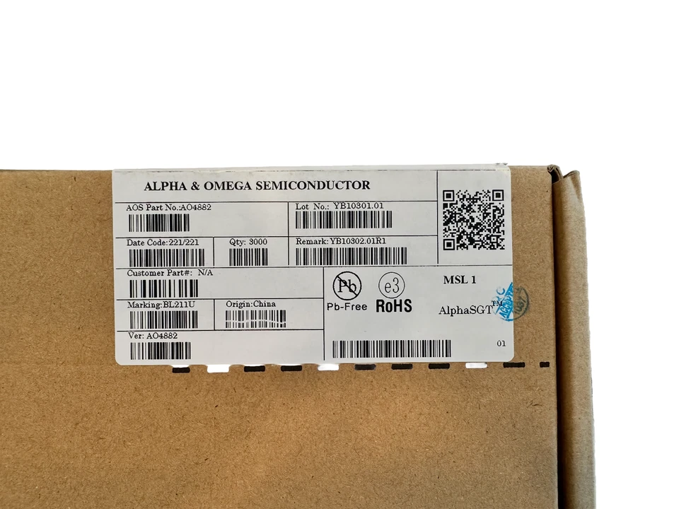 AO4882 Dual N‑Channel MOSFET, SOIC‑8 — Full Reel 3,000 — New Sealed - Image 2 of 3