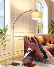 Black Modern Floor Lamp with Remote, 78.3" Tall Arc Standing Lamp