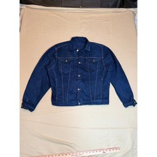 Vintage Dark Wash Denim Trucker Jacket 100% Cotton Size 48