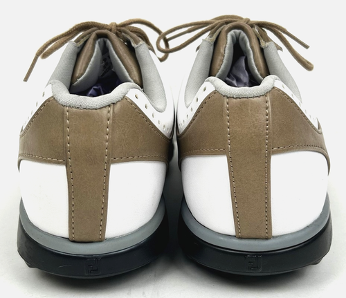 Footjoy eMerge Golf Shoes White/Brown Leather Spiked Women's Size 10 Med #93914 - Afbeelding 4 van 6