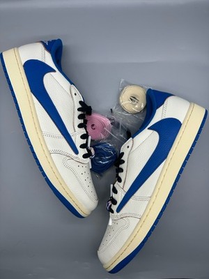 NIKE AIR JORDAN 1 LOW RETRO OG SP FRAGMENT x TRAVIS SCOTT 2.0 SAIL BLUE SIZE 13