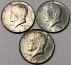 Lot Of 3 - Choice Almost Uncirculated Kennedy Half Dollars, 40% Silver, JFK-AB11