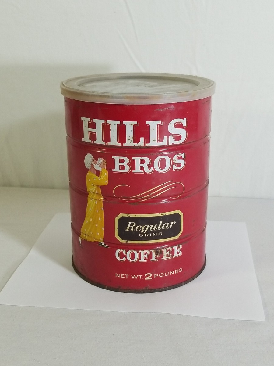 Vintage Hills Bros Coffee Can Tin Red Can Brand 2 Pounds Head For