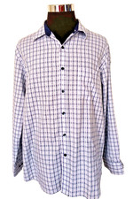 Tasso Elba Shirt Men's Size XL 17-17.5 Blue White Checks Button Front Long Slvs