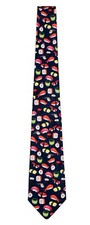 Men's Midnight Navy Blue Sushi Sashimi Raw Fish Theme Neckties Ties- NWT