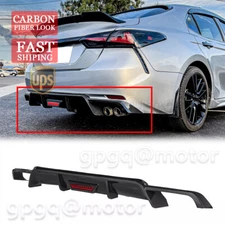 For Toyota Camry SE XSE 18-2024 JDM Style Carbon Add-On Rear Bumper LED Diffuser