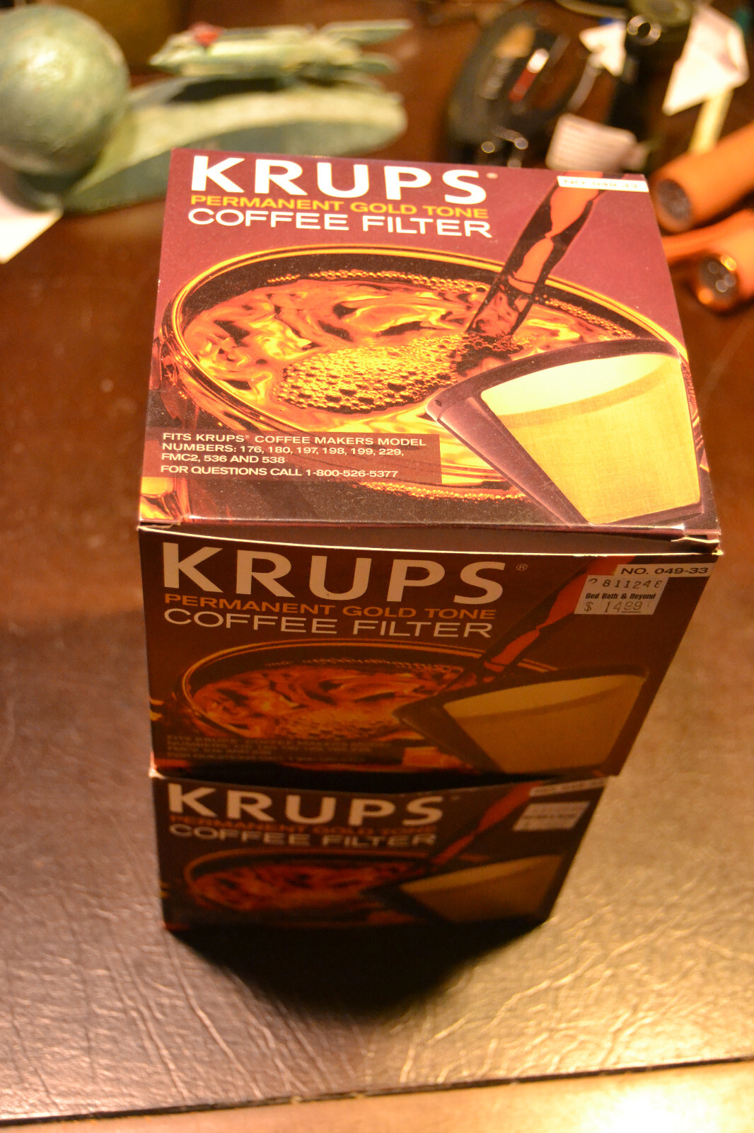 x 2 NEW Genuine KRUPS Permanent Gold Tone Coffee Filter No.049-33 lot of 2