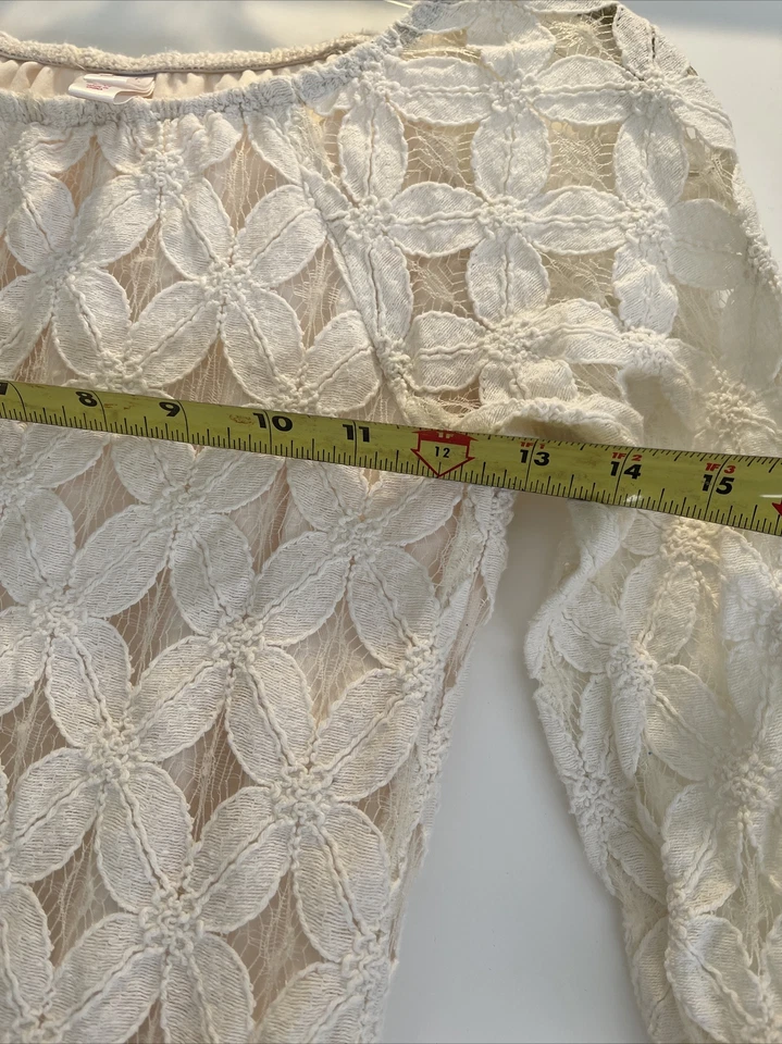 Girls Xhilaration Target Crochet Lace Dress Cream Lined 3/4 Sleeve Large 10-12 - Image 4 of 4