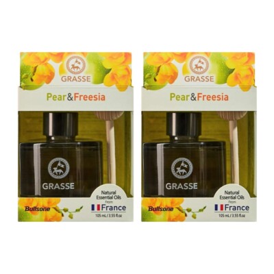 2 PACK Bullsone Grasse Diffuser Natural Car Air Freshener Pear & Freesia Scent