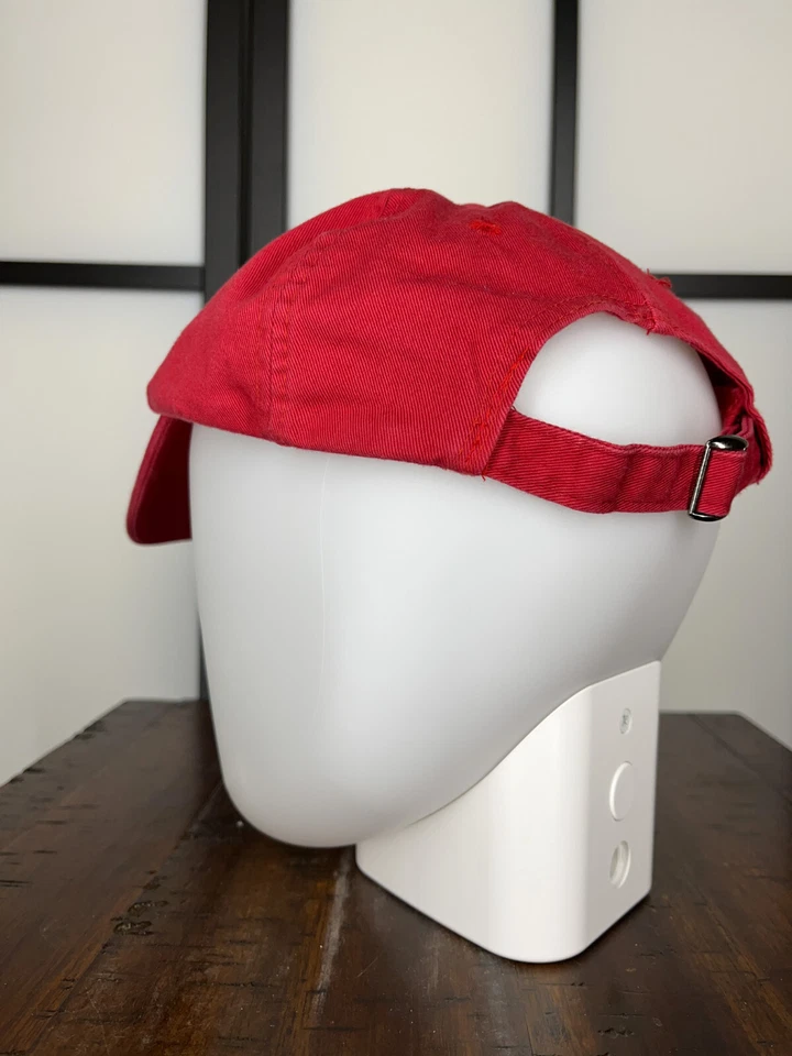 Sombrero Bebe Gorra Correa Trasera Mujer Rojo Ajustable Joya Bling Algodón Sarga A Foto 3 de 4