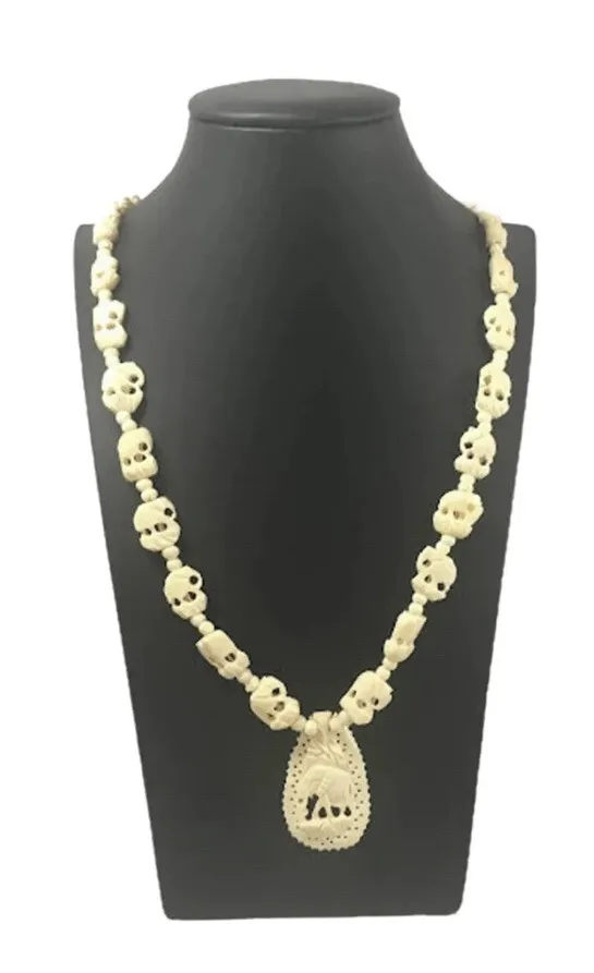 1930s or 1940s Carved Bone Elephant Necklace – 1940s Style For You