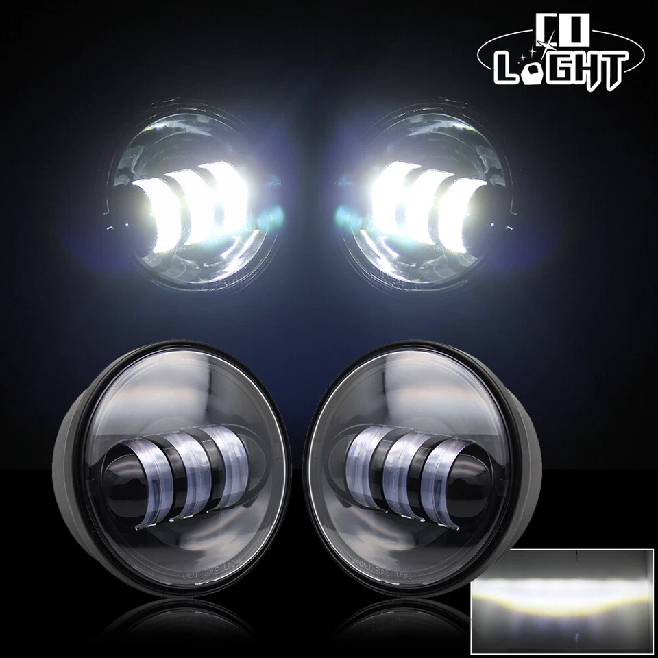 LED Zusatzscheinwerfer, schwarz, Harley Davidson, 4,5 Zoll, FLSTN, FLHX, FLH - Bild 4 von 4