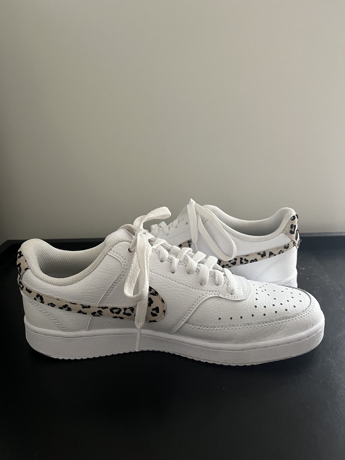 Women’s Nike Court Vision Low (White/Leopard) Sz. 10 Gem