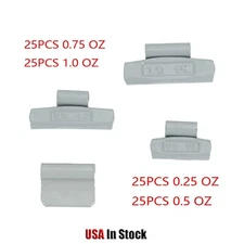 100 PCS 0.25 0.50 0.75 1.00 OZ ASSORTMENT CLIP-ON WHEEL WEIGHT BALANCE MC STYLE