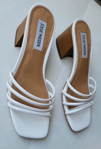 Steve Madden Women’s White Omay Sandal Heels Slides Shoes Size 7 - Bild 2 von 5