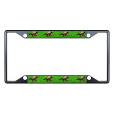 Horse Racing Black License Plate Frame Tag Holder Four Holes
